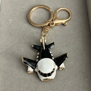 Black and White Airplane Keychain
